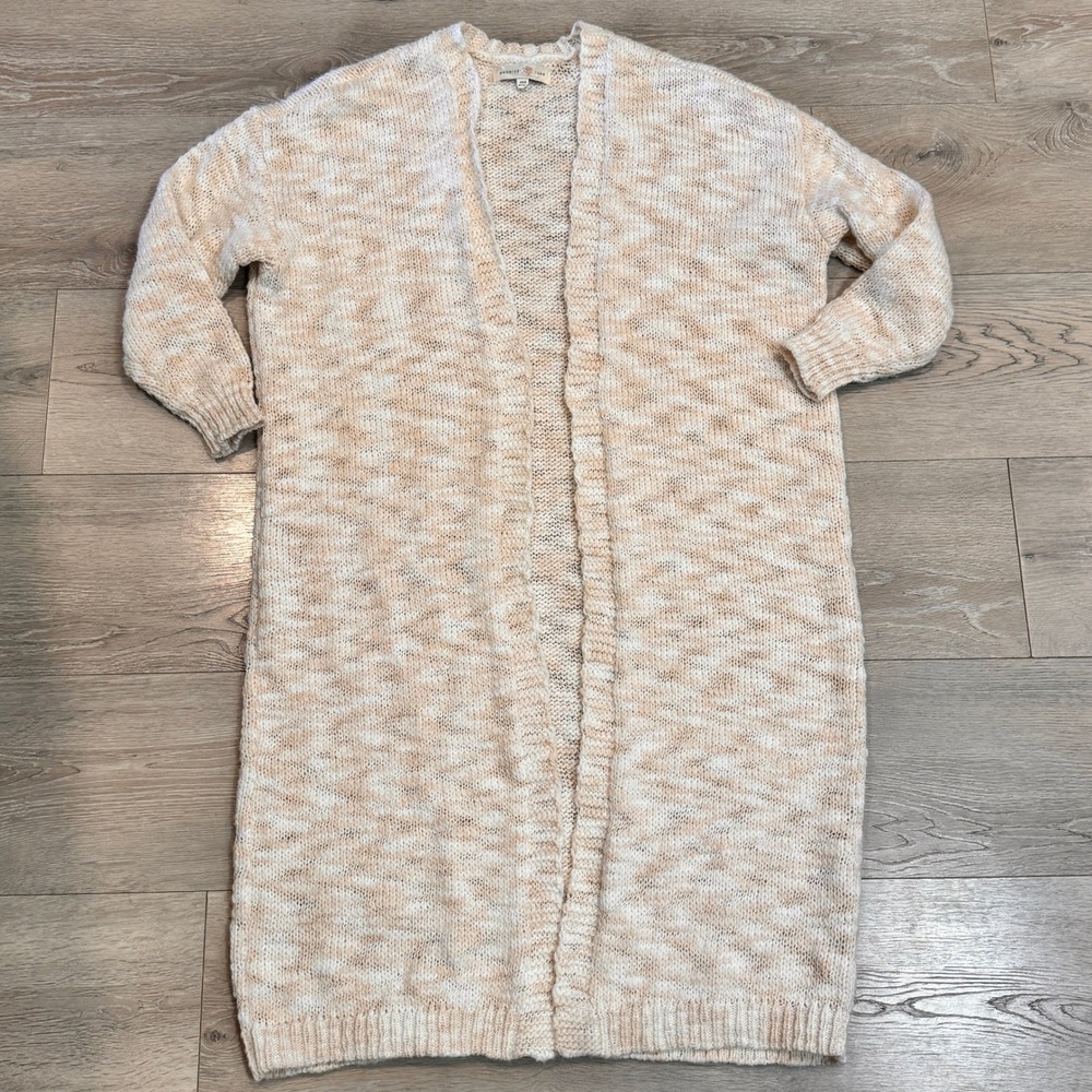 Penelope Rose‎ Open Front Cardigan Duster Sweater XSmall Small Cream Knit